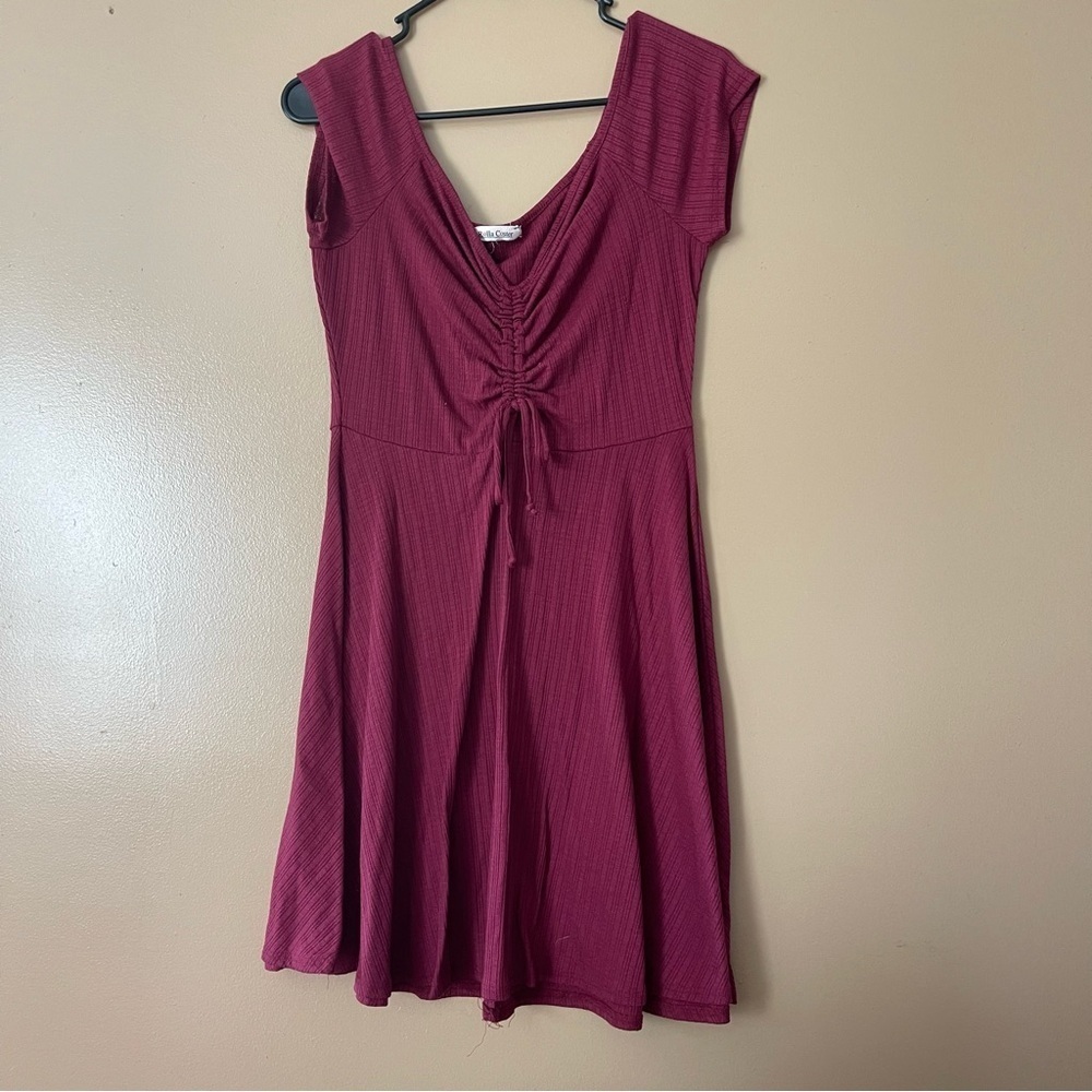 Simple Burgundy Cap Sleeve Dress size large